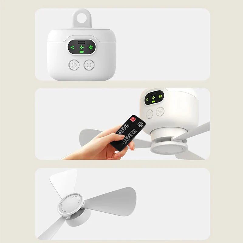 Ceiling Fan Rechargeable 8000 mAh Quiet LED Light