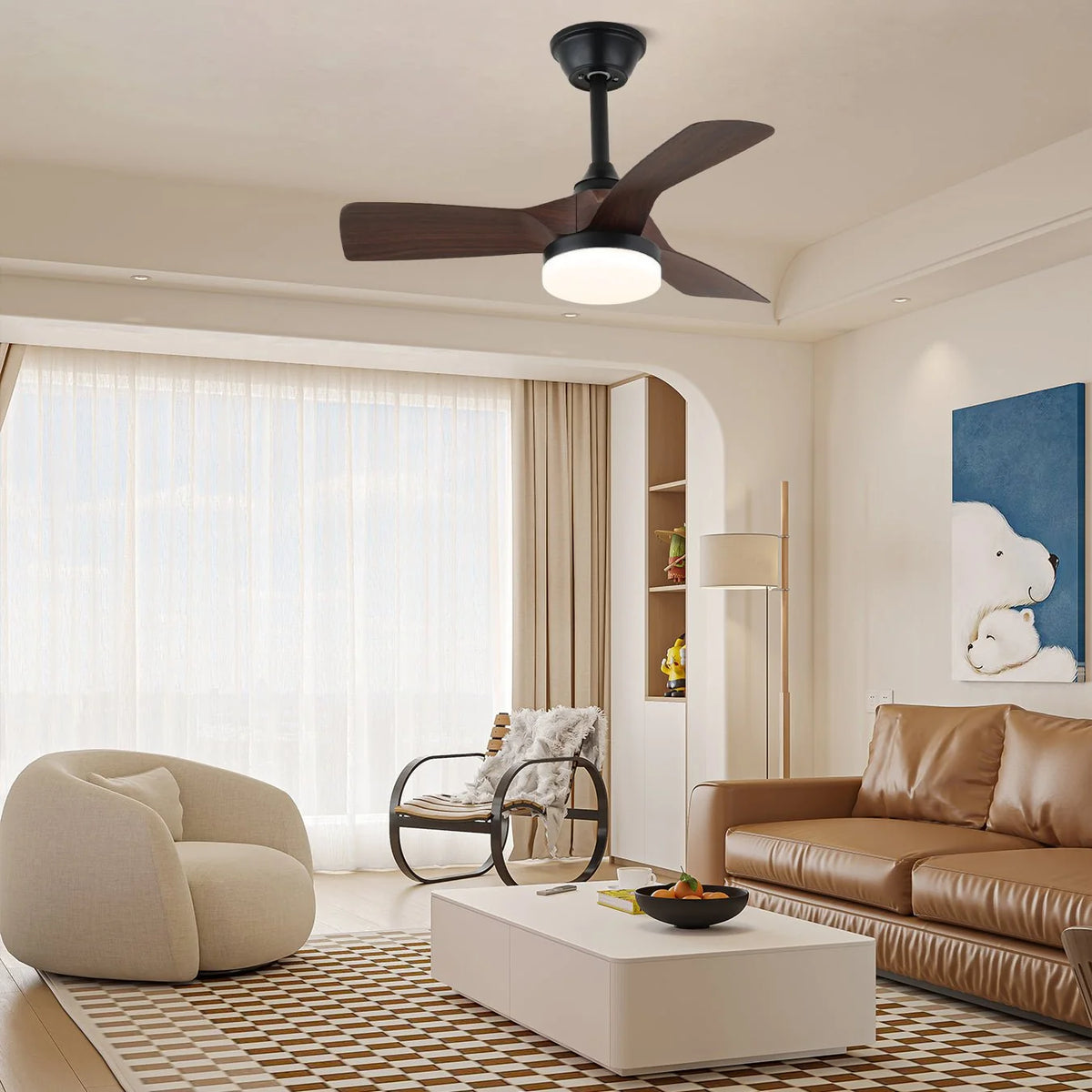 Ceiling Fan Remote Control & Six Speeds Integrated LED