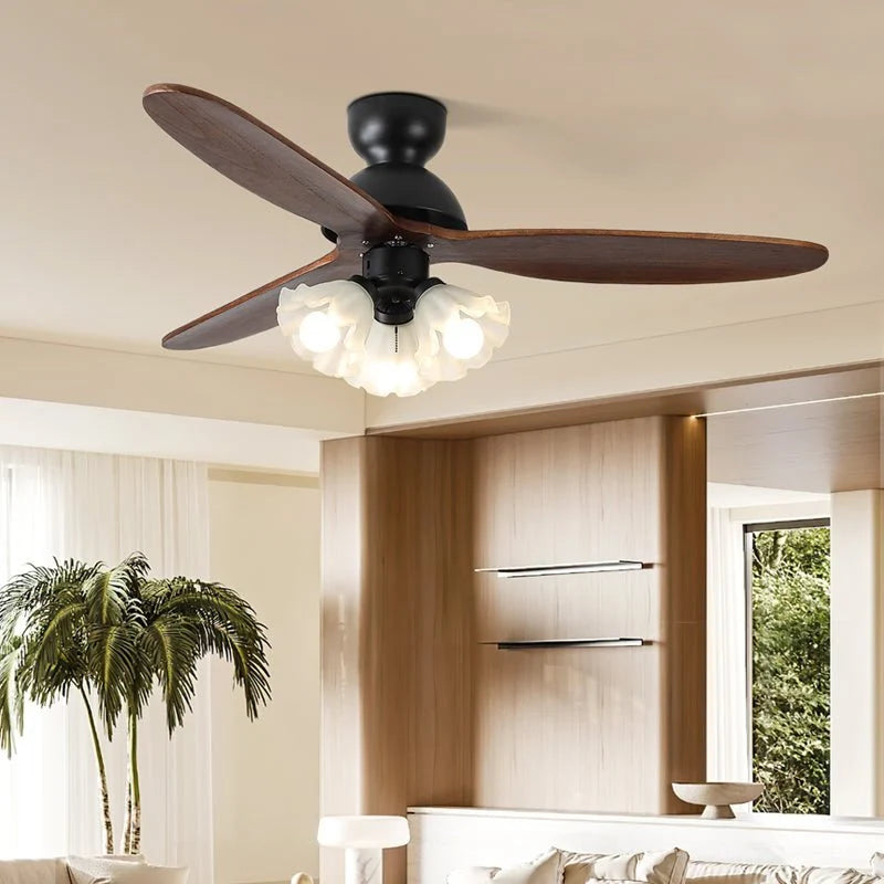 Ceiling Fan Scandinavian Wooden Blades Integrated LED