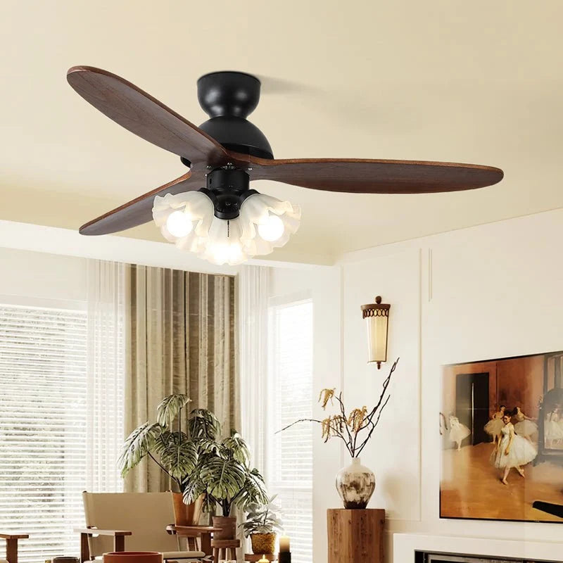 Ceiling Fan Scandinavian Wooden Blades Integrated LED