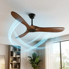 Ceiling Fan Silent Motor Walnut Wood Blades Six Speeds