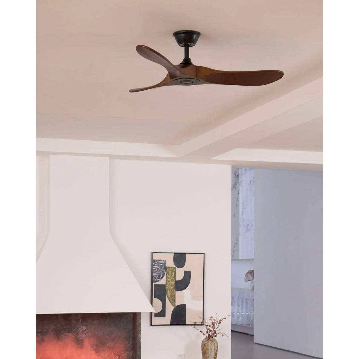 Ceiling Fan Silent Motor Walnut Wood Blades Six Speeds