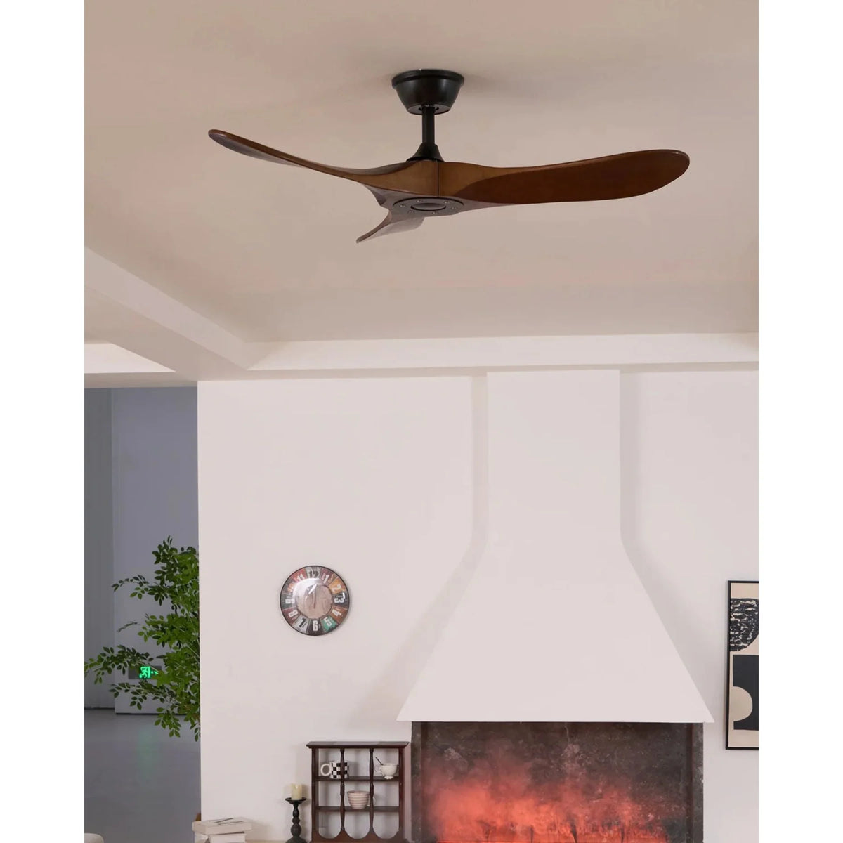 Ceiling Fan Silent Motor Walnut Wood Blades Six Speeds