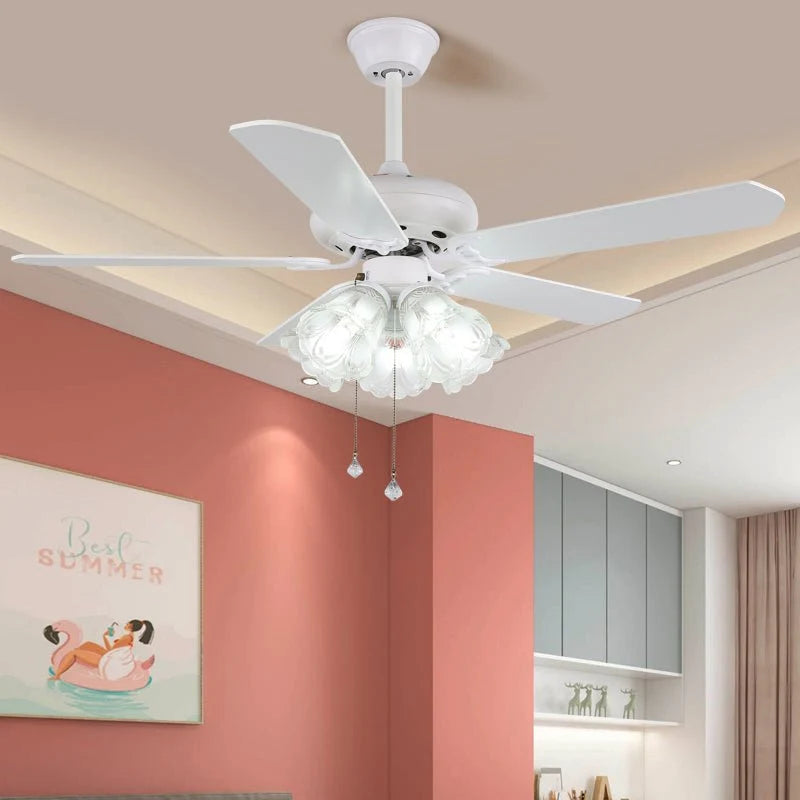 Ceiling Fan Six-Speed With Light & Remote
