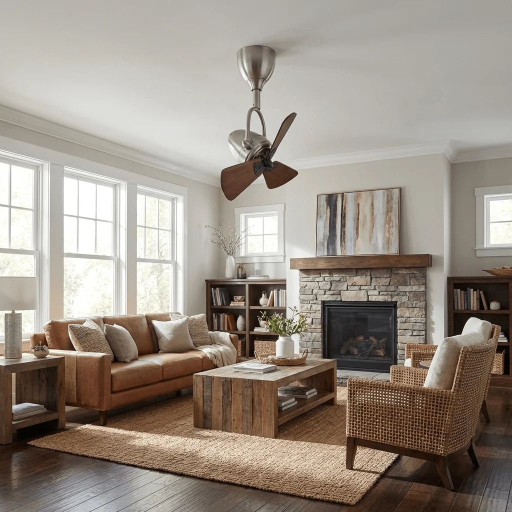 Ceiling Fan Tiltable Wooden Blades & Remote