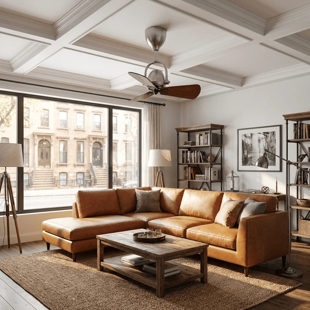 Ceiling Fan Tiltable Wooden Blades & Remote