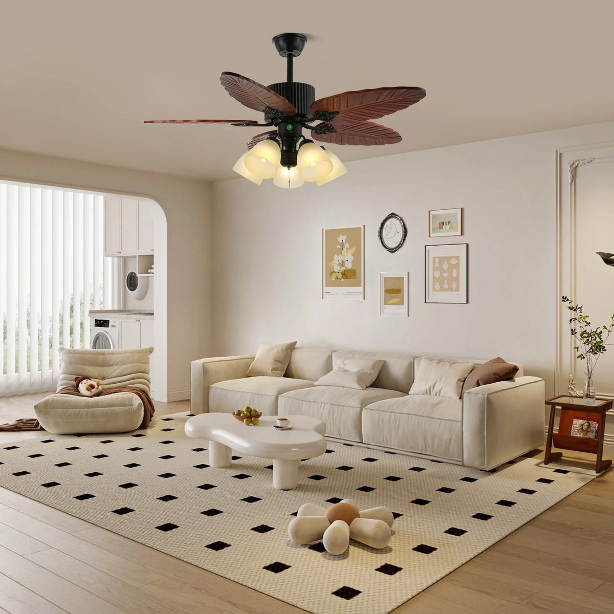 Ceiling Fan Tropical Leaf Design Remote Control & Quiet