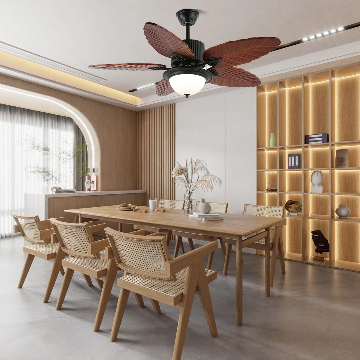 Ceiling Fan Tropical Leaf Design Remote Control & Quiet