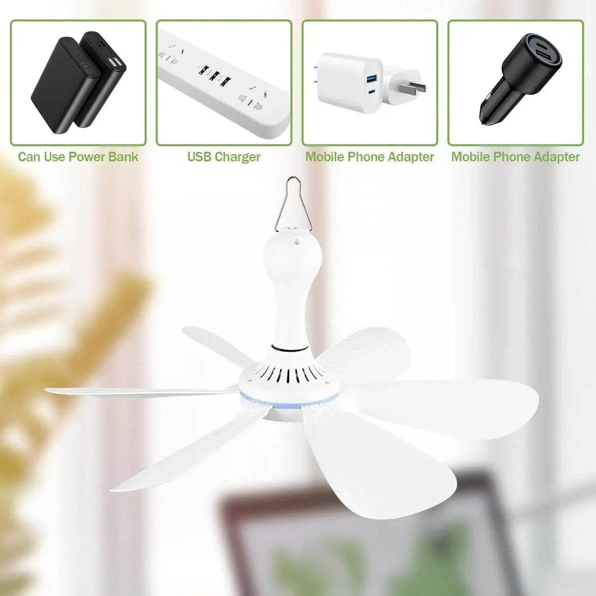 Ceiling Fan USB Powered Silent Remote & Timer