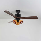 Ceiling Fan Vintage Glass Lampshade Remote & Six Speeds
