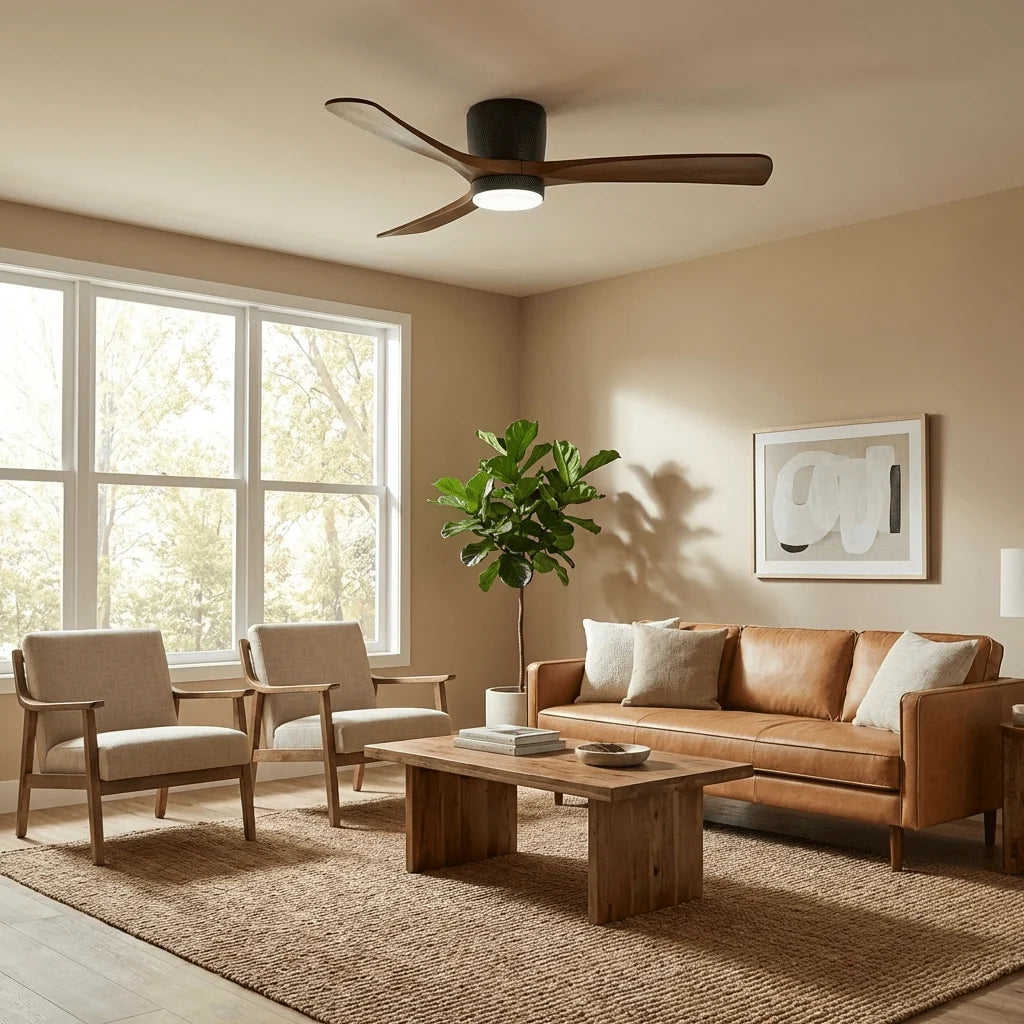 Ceiling Fan Whisper-Quiet DC Motor Natural Wood Blades