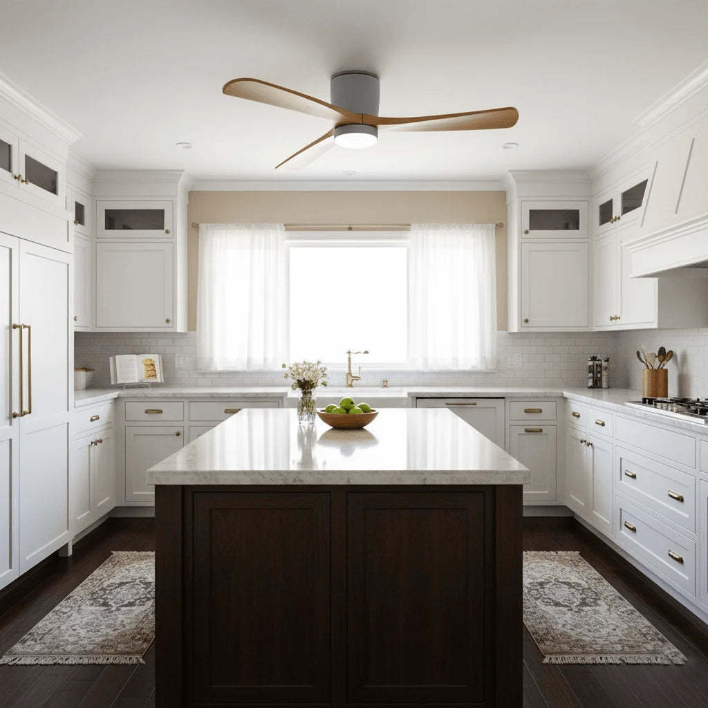 Ceiling Fan Whisper-Quiet DC Motor Natural Wood Blades