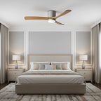 Ceiling Fan Whisper-Quiet DC Motor Natural Wood Blades