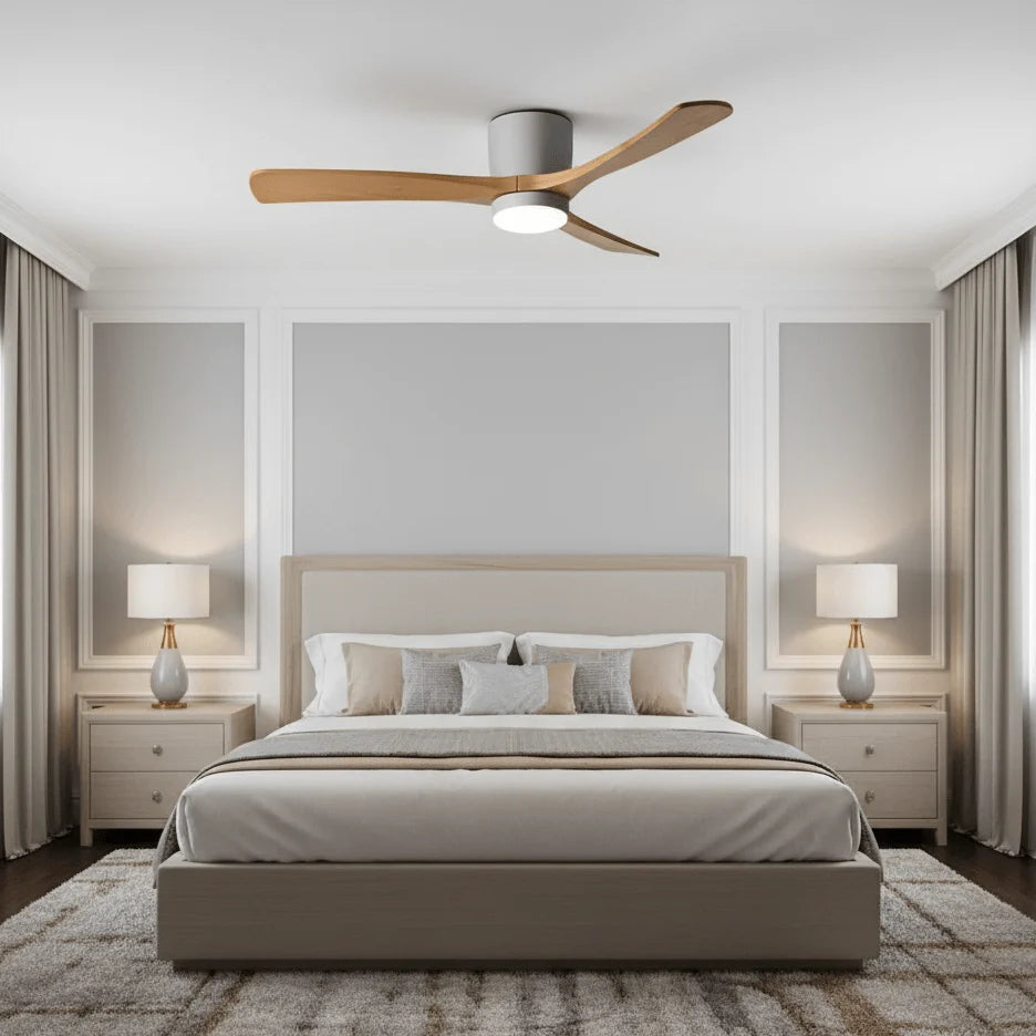 Ceiling Fan Whisper-Quiet DC Motor Natural Wood Blades