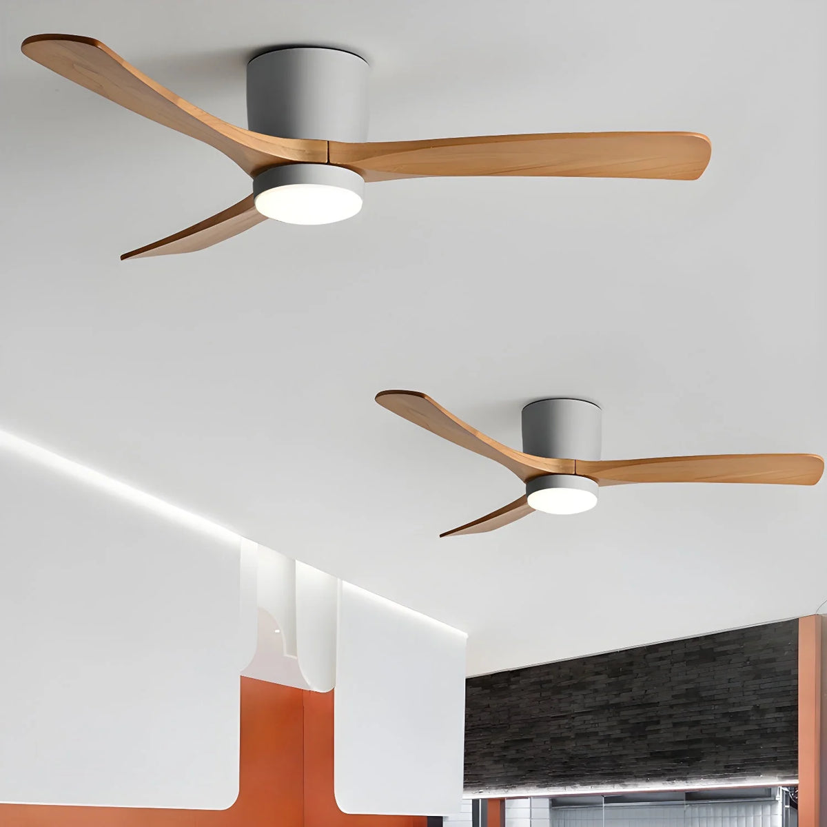 Ceiling Fan Whisper-Quiet DC Motor Natural Wood Blades