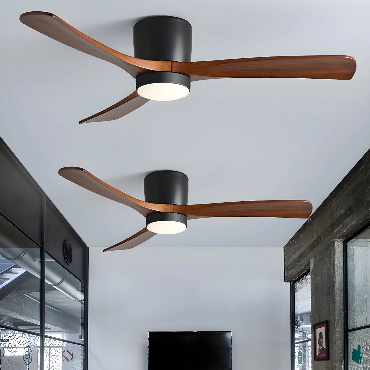 Ceiling Fan Whisper-Quiet DC Motor Natural Wood Blades