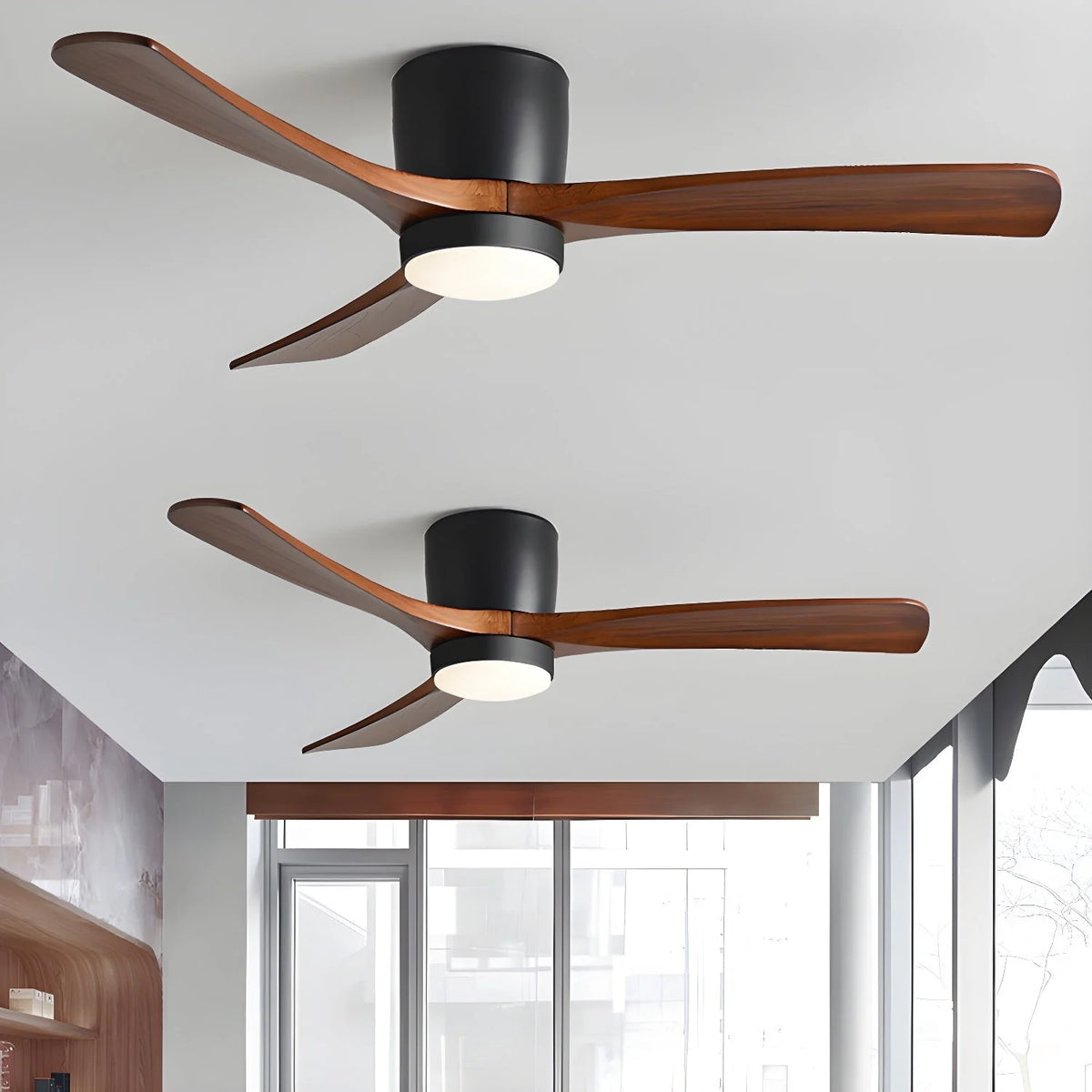 Ceiling Fan Whisper-Quiet DC Motor Natural Wood Blades