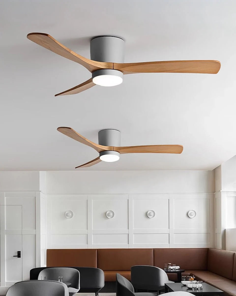 Ceiling Fan Whisper-Quiet DC Motor Natural Wood Blades