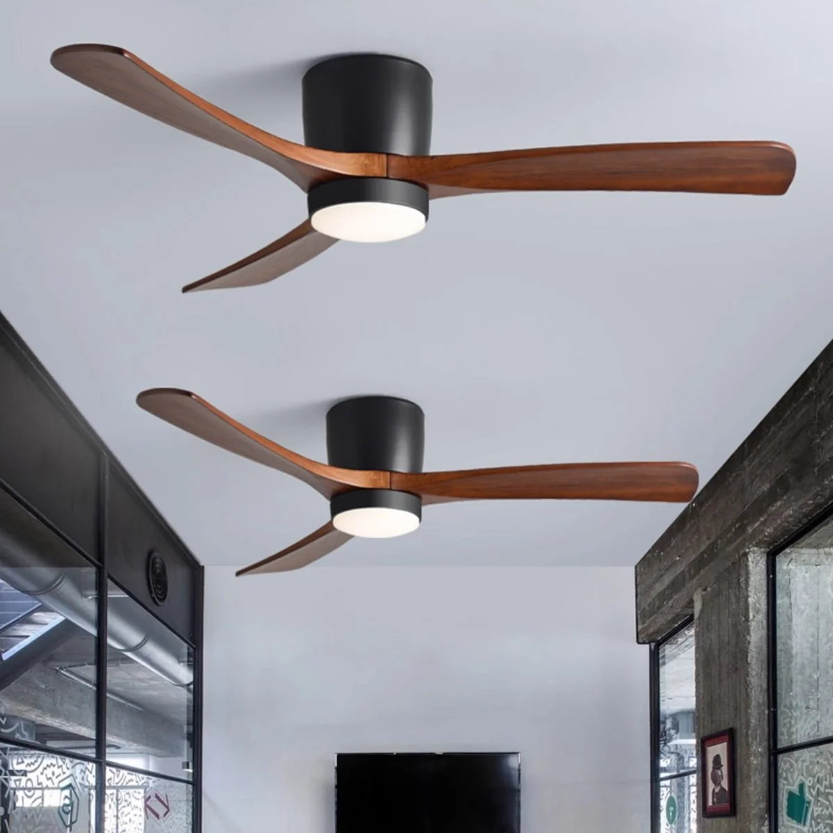 Ceiling Fan Whisper-Quiet DC Motor Natural Wood Blades
