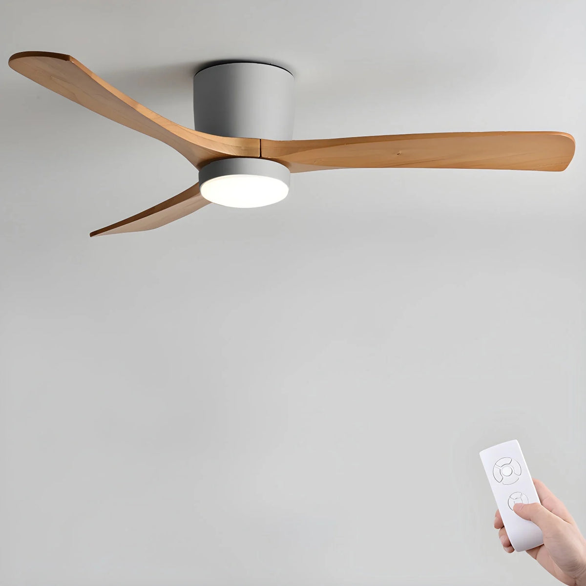 Ceiling Fan Whisper-Quiet DC Motor Natural Wood Blades