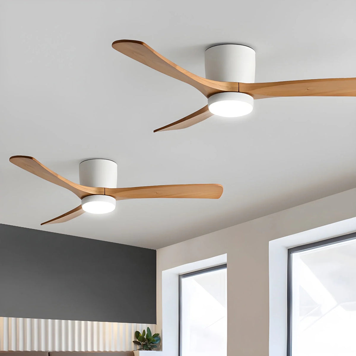 Ceiling Fan Whisper-Quiet DC Motor Natural Wood Blades