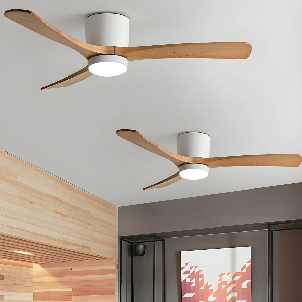 Ceiling Fan Whisper-Quiet DC Motor Natural Wood Blades