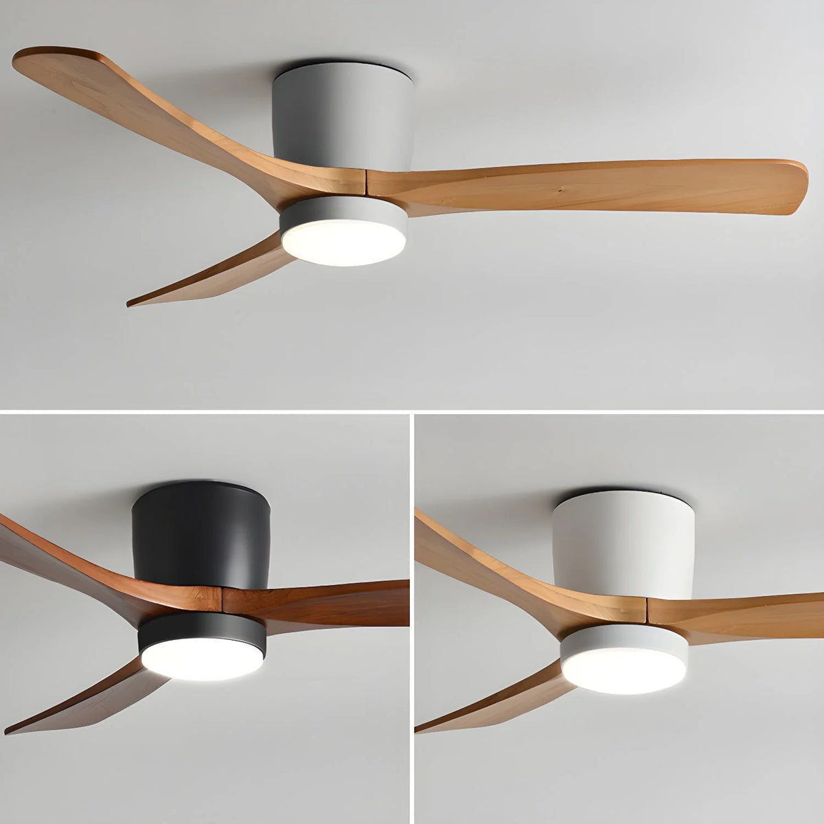 Ceiling Fan Whisper-Quiet DC Motor Natural Wood Blades
