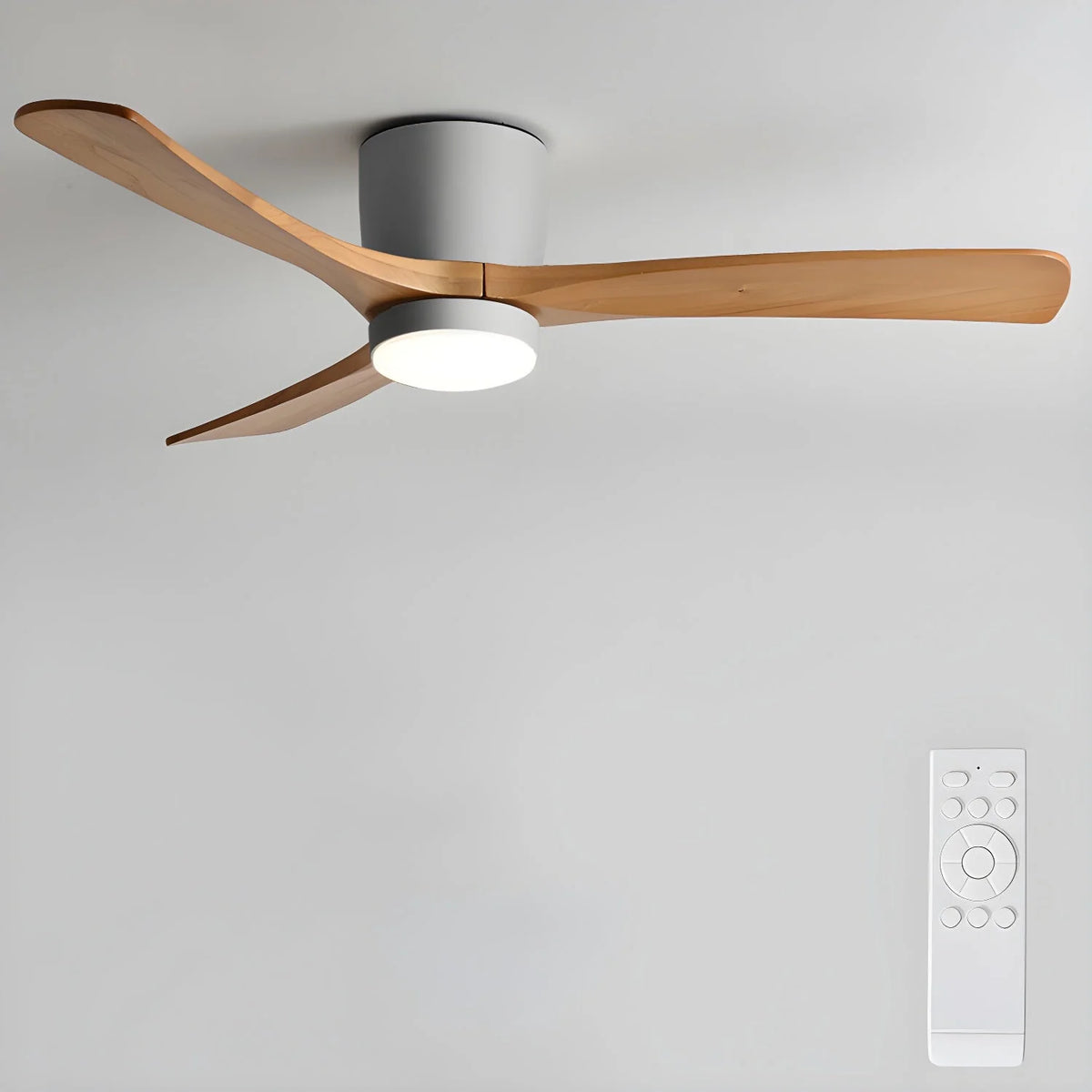 Ceiling Fan Whisper-Quiet DC Motor Natural Wood Blades
