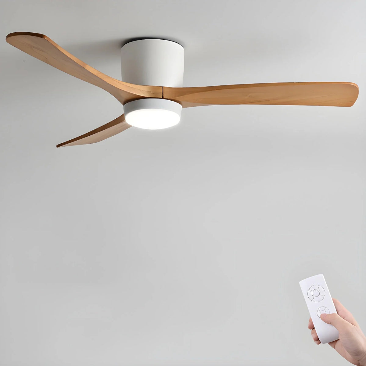 Ceiling Fan Whisper-Quiet DC Motor Natural Wood Blades