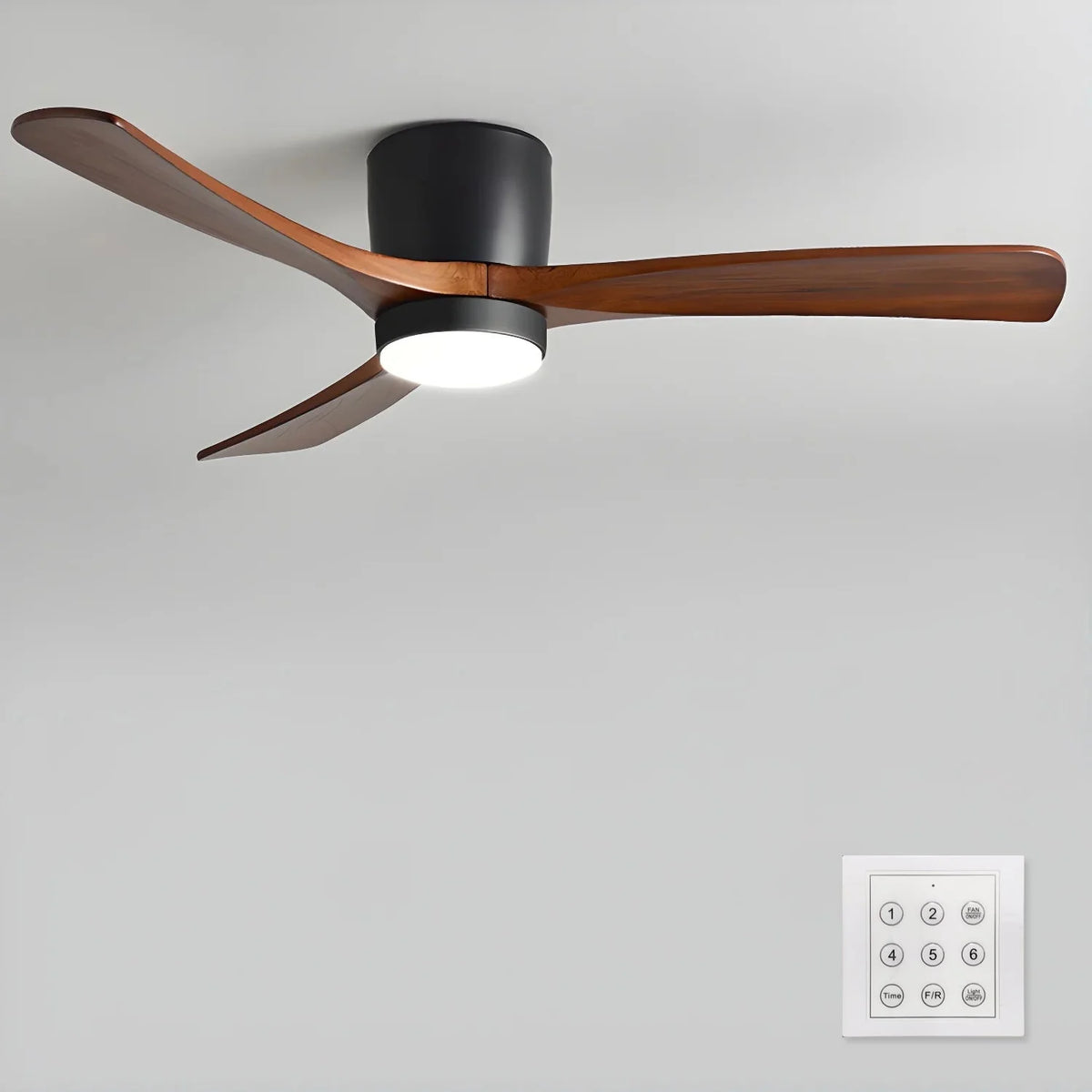 Ceiling Fan Whisper-Quiet DC Motor Natural Wood Blades