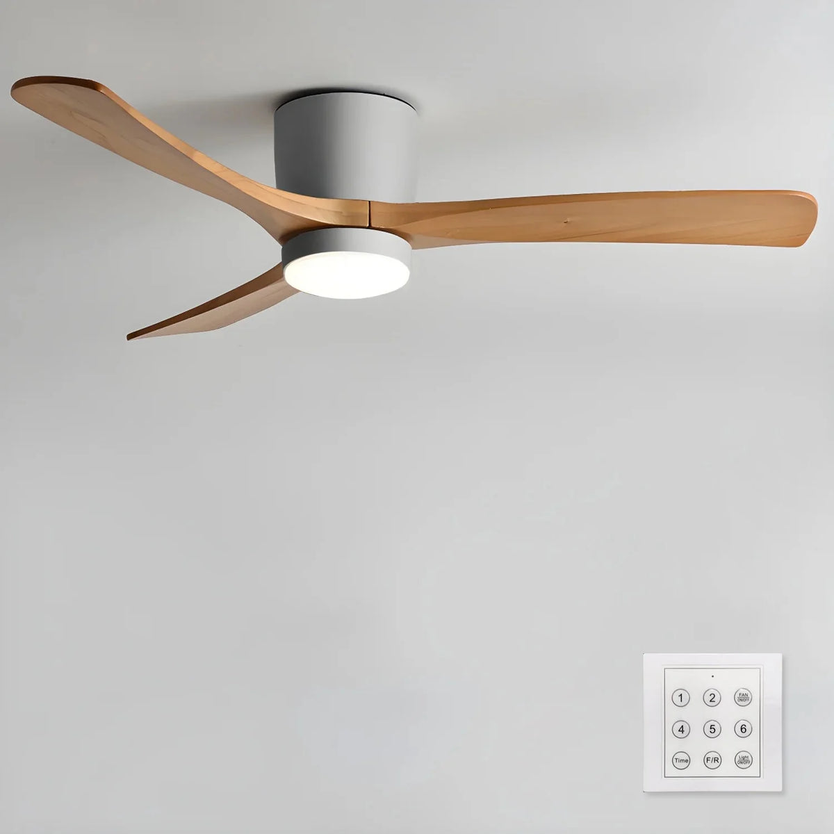 Ceiling Fan Whisper-Quiet DC Motor Natural Wood Blades