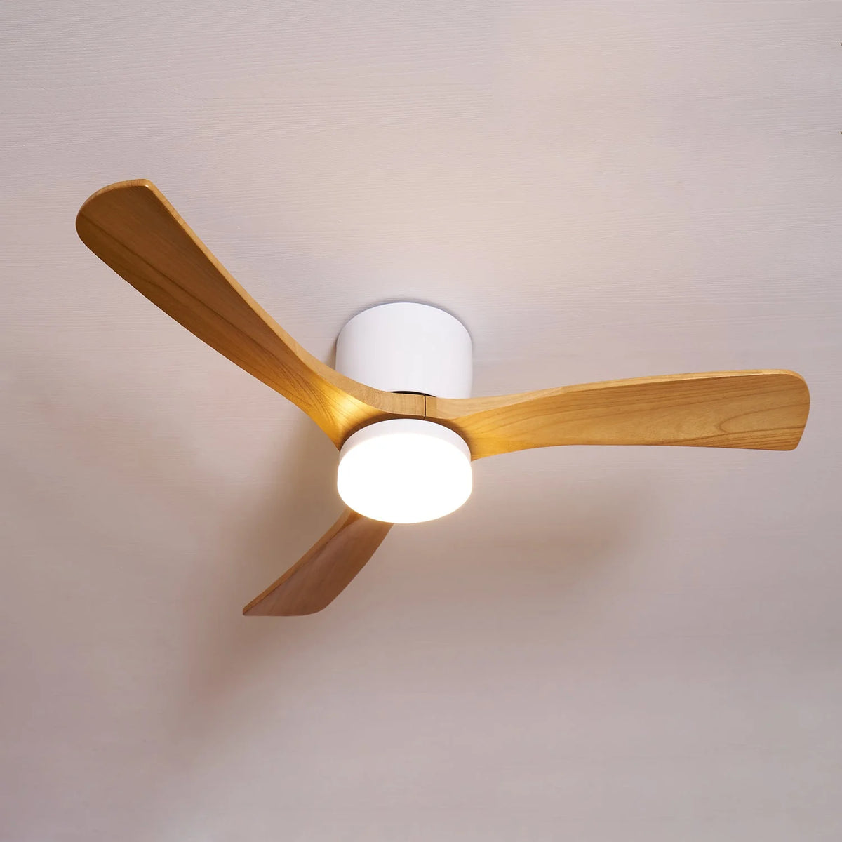 Ceiling Fan Whisper-Quiet DC Motor Natural Wood Blades