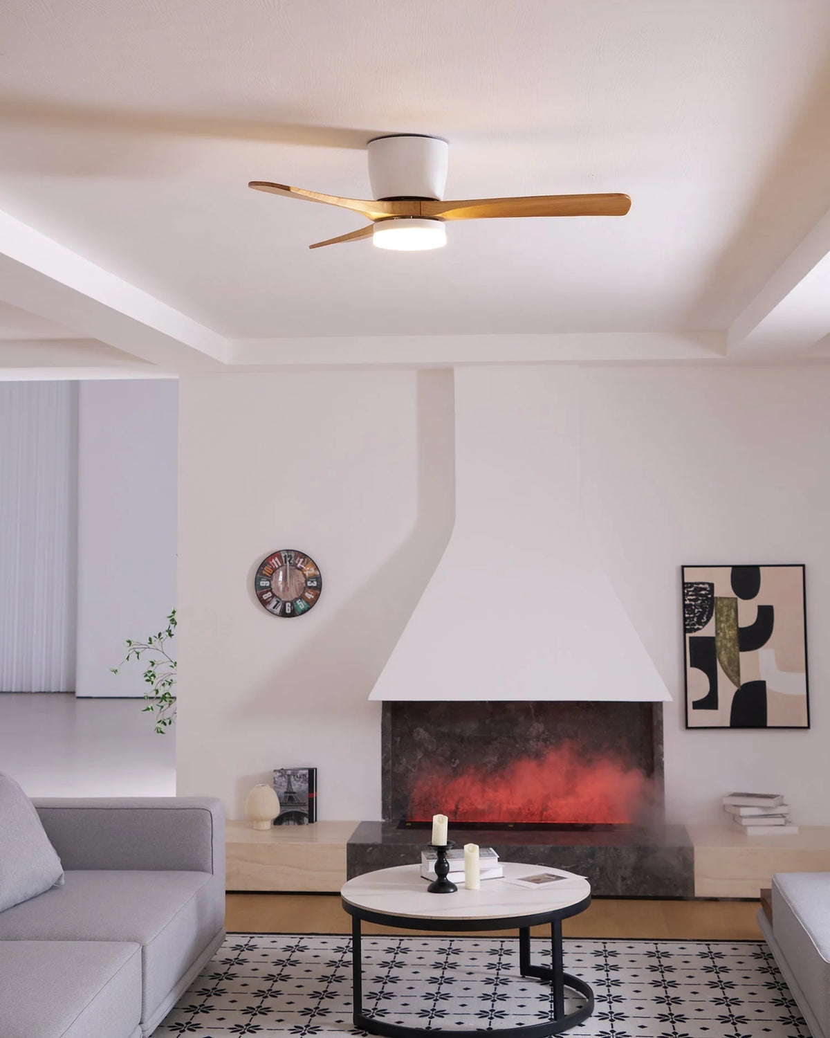 Ceiling Fan Whisper-Quiet DC Motor Natural Wood Blades