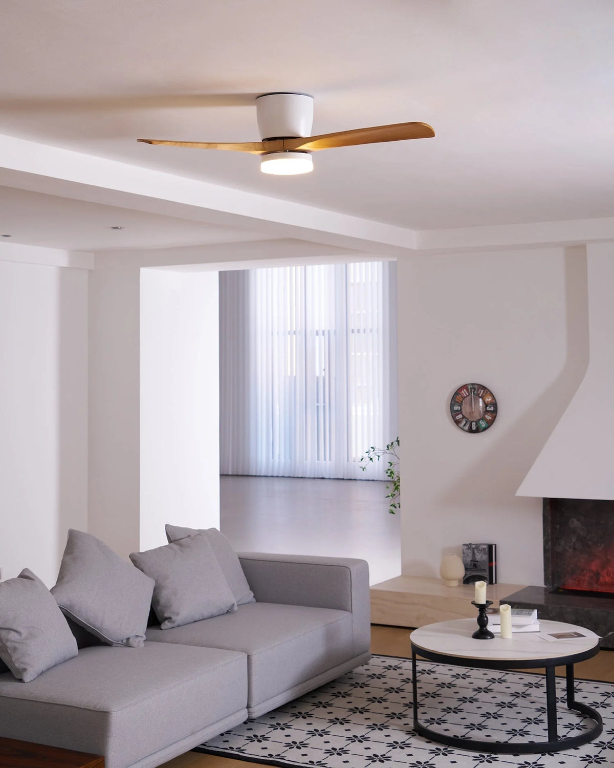Ceiling Fan Whisper-Quiet DC Motor Natural Wood Blades
