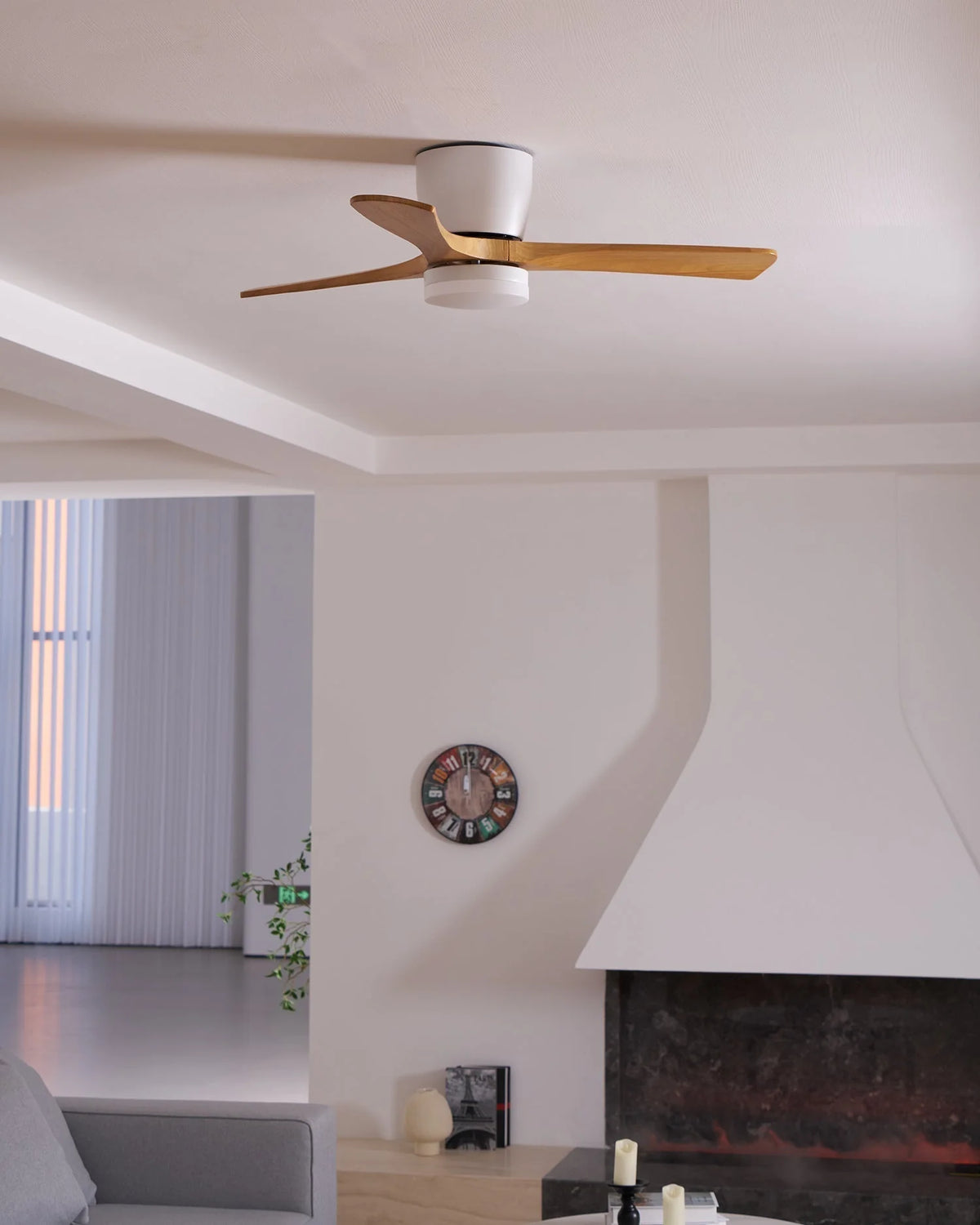Ceiling Fan Whisper-Quiet DC Motor Natural Wood Blades