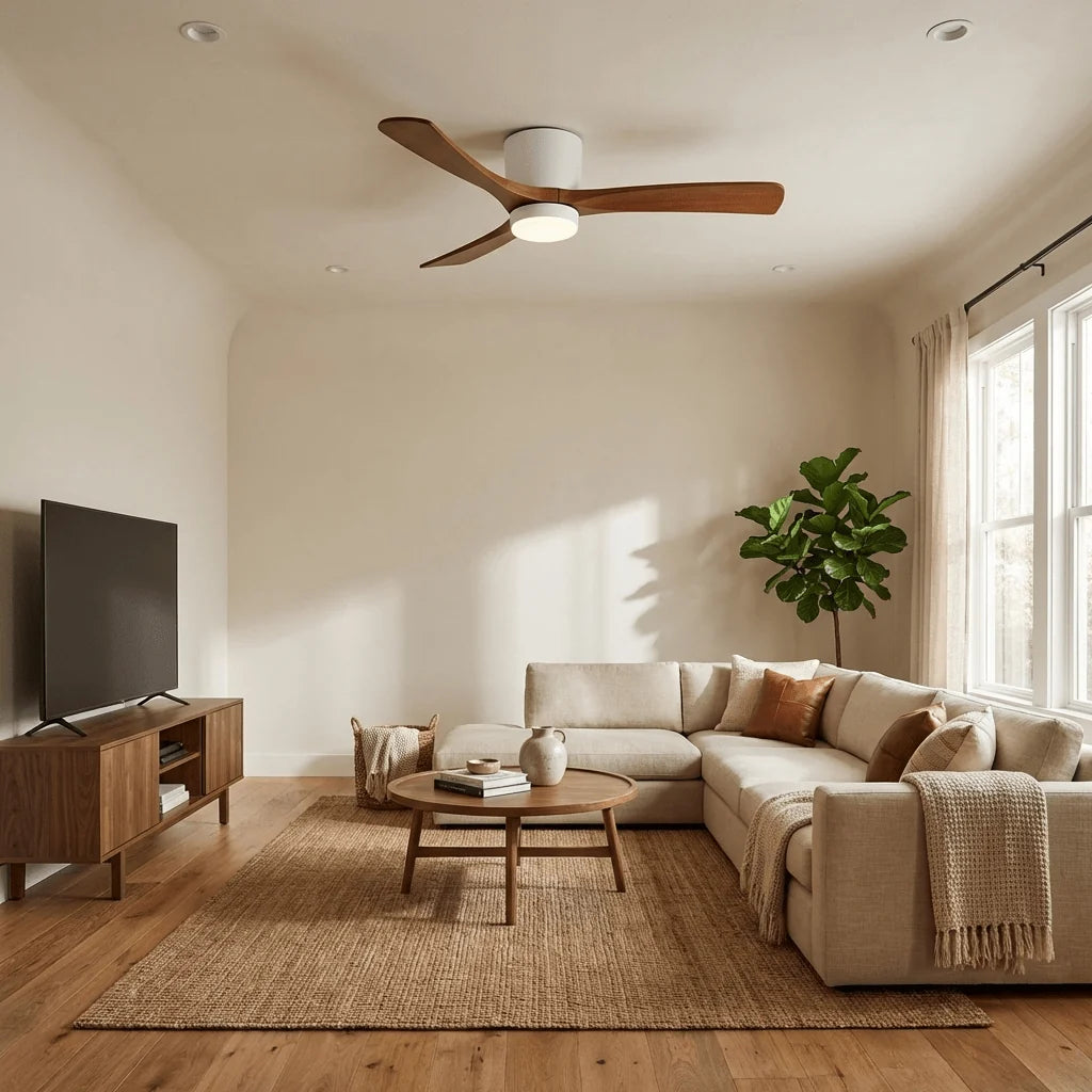 Ceiling Fan Whisper-Quiet DC Motor Natural Wood Blades