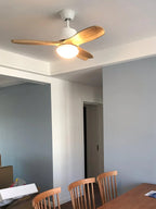 Ceiling Fan With Integrated LED Wooden Blades & Remote