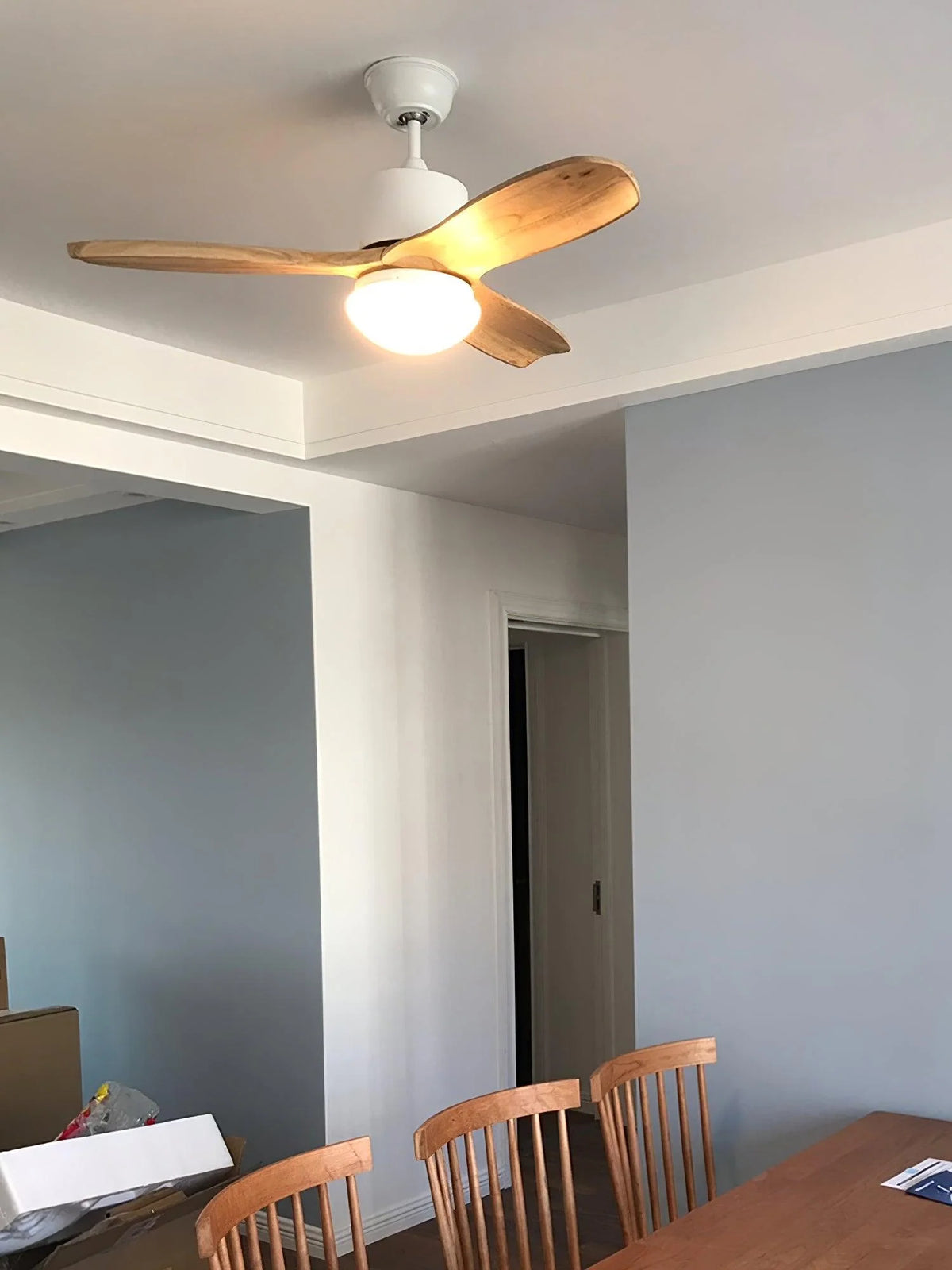 Ceiling Fan With Integrated LED Wooden Blades & Remote