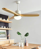 Ceiling Fan With Integrated LED Wooden Blades & Remote