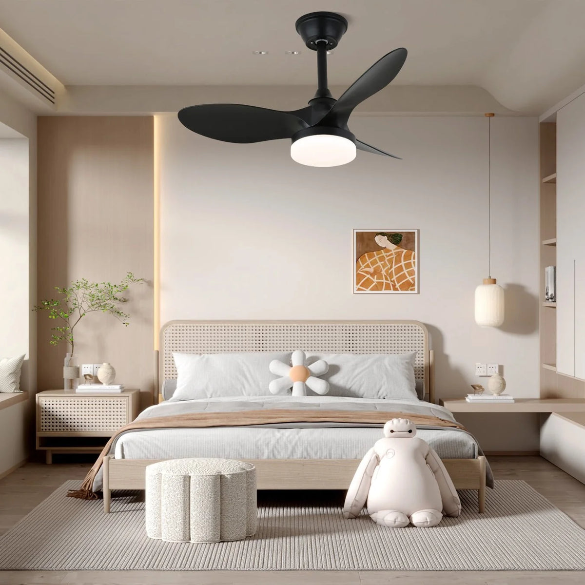 Ceiling Fan With Light 6-Speed Remote & Dimmable LED
