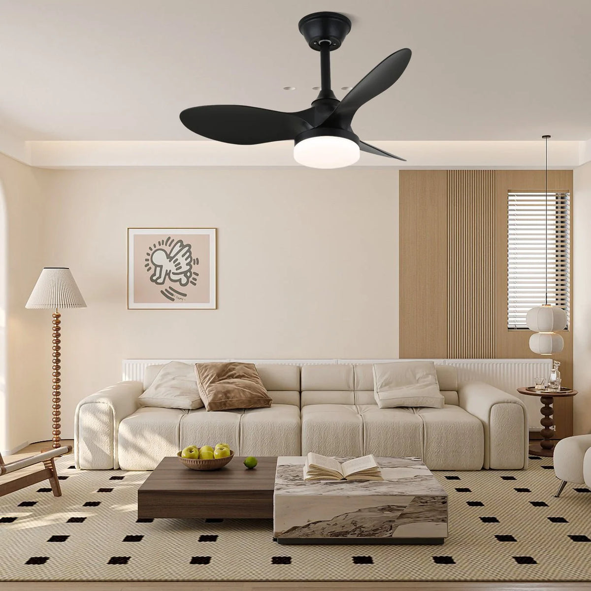 Ceiling Fan With Light 6-Speed Remote & Dimmable LED