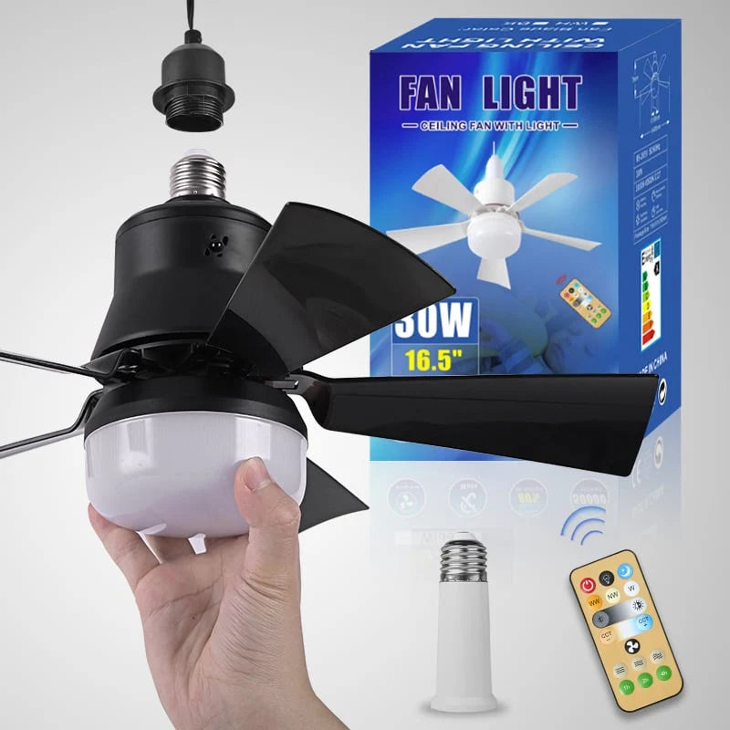 Ceiling Fan With Light Screw-In E27 Remote & Night Light