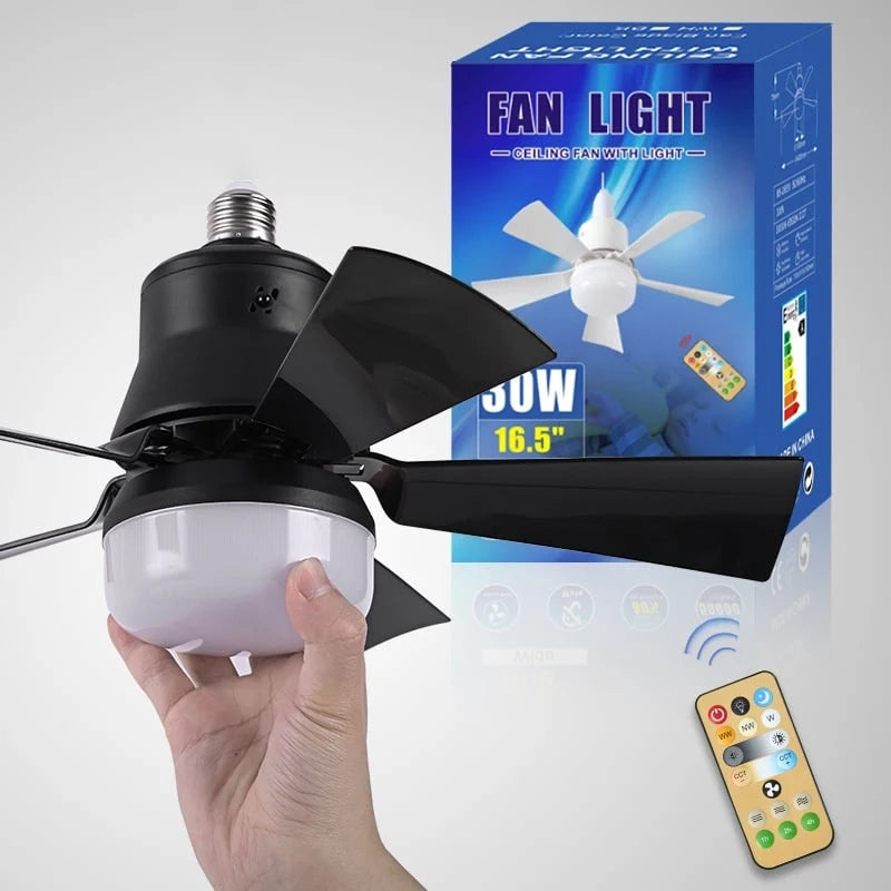 Ceiling Fan With Light Screw-In E27 Remote & Night Light