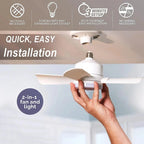 Ceiling Fan With Light Screw-In E27 Remote & Night Light