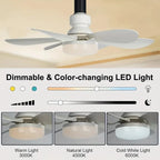 Ceiling Fan With Light Screw-In E27 Remote & Night Light