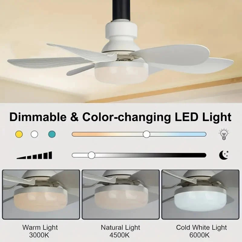 Ceiling Fan With Light Screw-In E27 Remote & Night Light