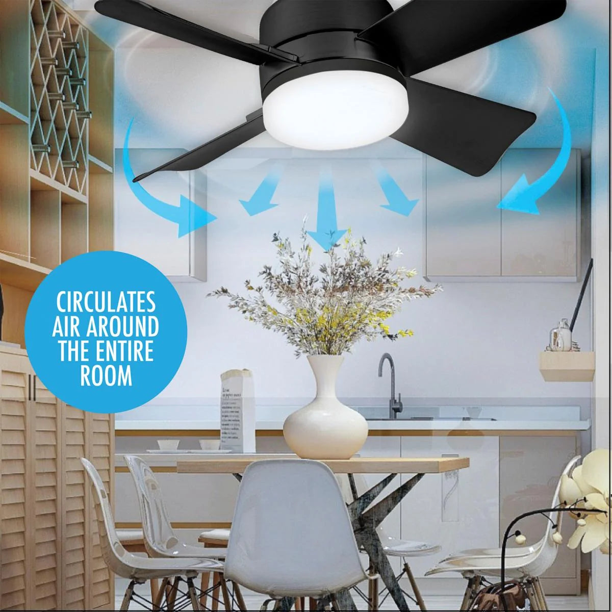 Ceiling Fan With Light Screw-In E27 Remote & Night Light