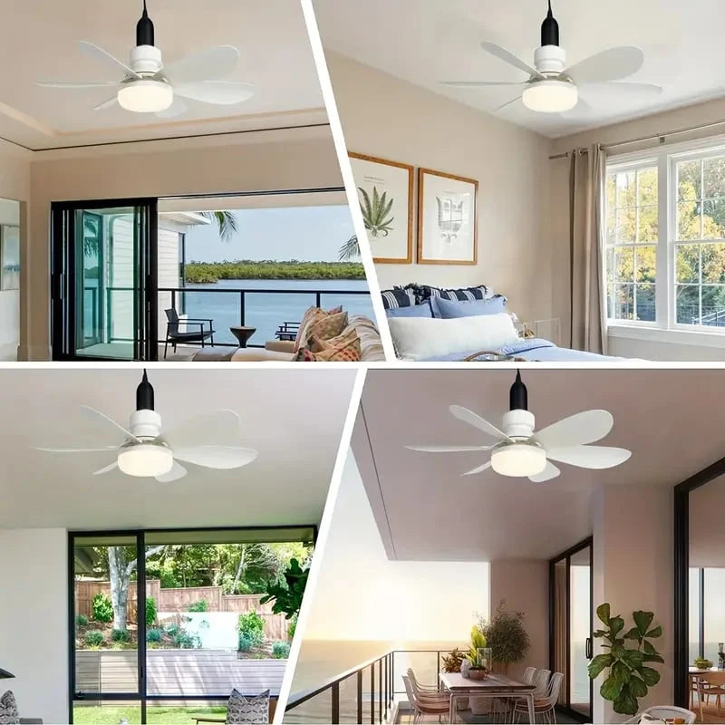 Ceiling Fan With Light Screw-In E27 Remote & Night Light