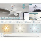 Ceiling Fan With Light Screw-In E27 Remote & Night Light