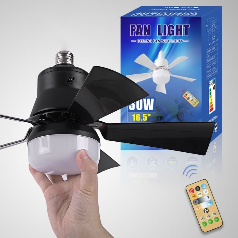 Ceiling Fan With Light Socket-Mount LED & Remote Control